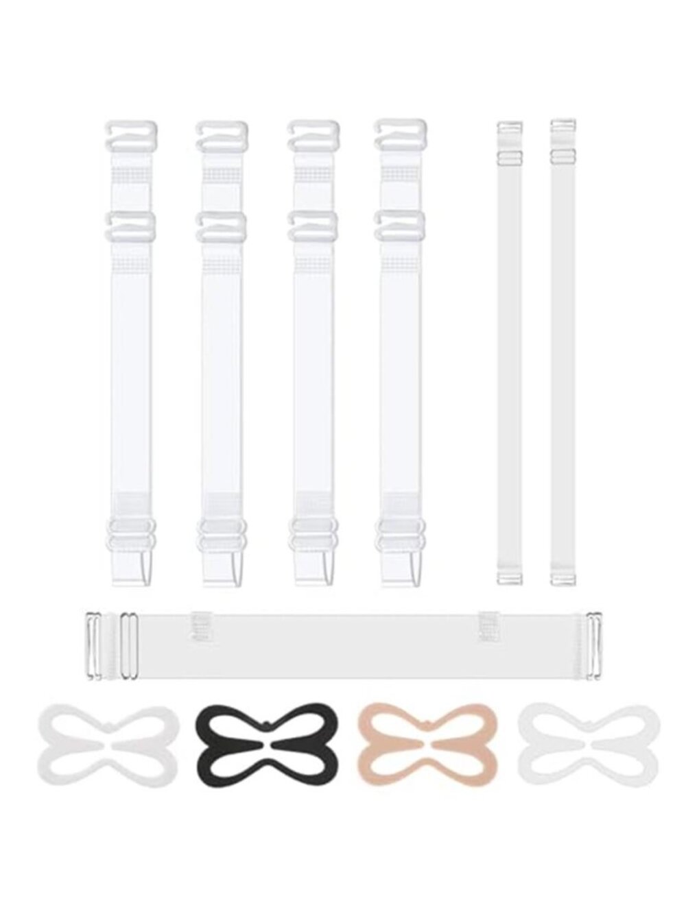 Clear Bra Straps, 3 Pairs Adjustable Shoulder Straps+1Pc Wide Back Strap+4Pcs